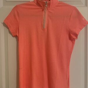 Coral Short Sleeve Zip-Up Top